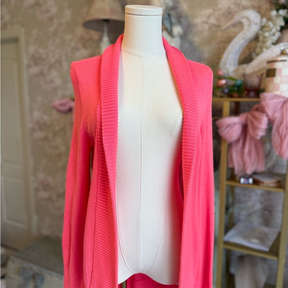 Lilly Pulitzer Coral Pink Open-Front Cardigan